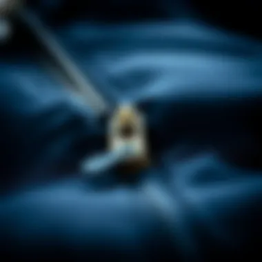 Close-up of front zip mechanism on a wetsuit