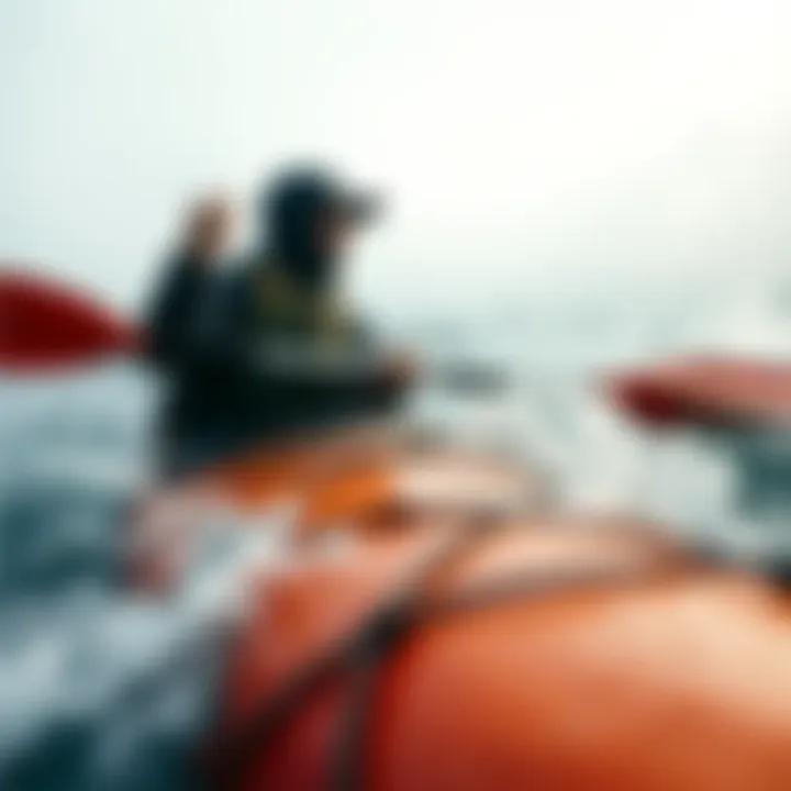 A kayaker navigating through choppy waters influenced by wind direction.