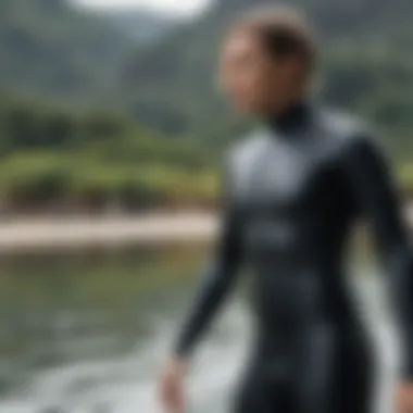 Athletes using wetsuits in various aquatic environments