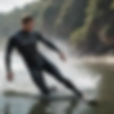 Person enjoying water sports in optimal wetsuit conditions