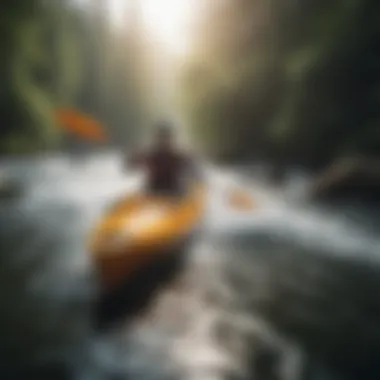 Kayaker navigating through wind stream