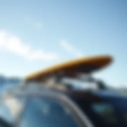 Universal surfboard car rack on a vehicle roof