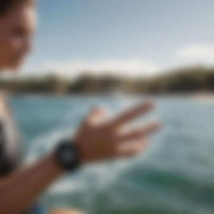 Person engaging in watersport activity