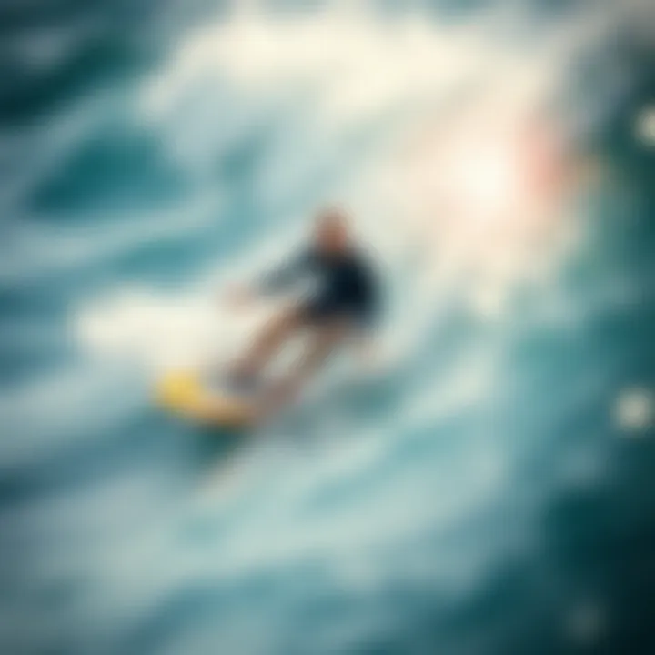 A wingfoil surfer gliding effortlessly over the waves